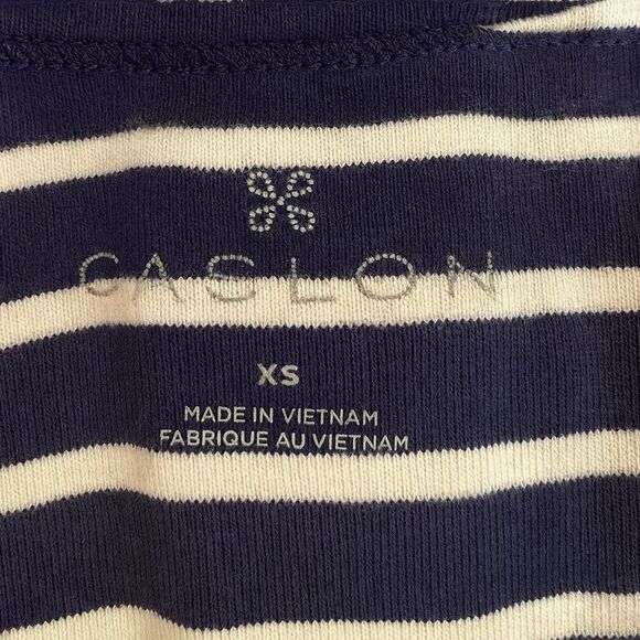 Caslon Women’s XS Blue White Striped Cotton Tank Top Sleeveless Nautical - Picture 5 of 6